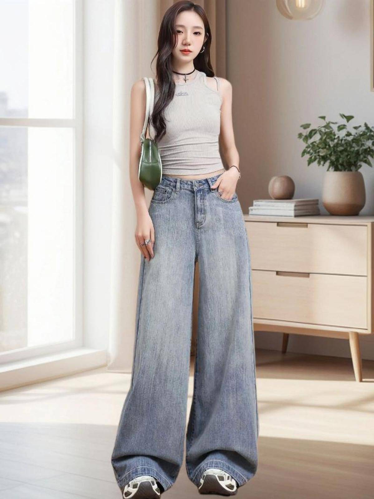 再升级拖地长裤气场更飒爽瓦力游戏app高个穿搭(图2) 再升级拖地长裤气场更飒爽瓦力游戏app高个穿搭(图2)